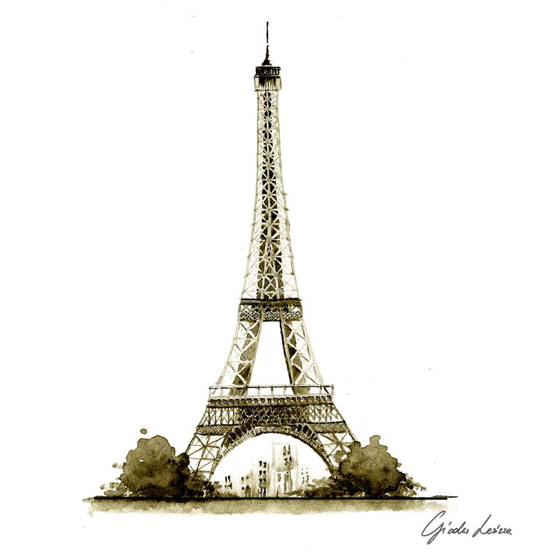 794x794 Paris Eiffel Tower Watercolor Watercolor Drawings Etsy - Paris Eiffel Tower Drawing