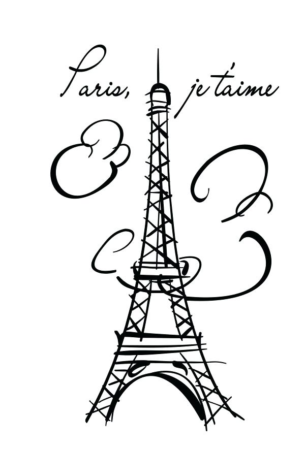 600x886 How To Draw The Eiffel Tower Combined With Easy To Draw Cartoon - Paris Eiffel Tower Drawing Easy