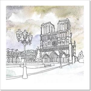 300x300 drawing of notre dame de paris, france art print home decor wall - Paris France Drawing