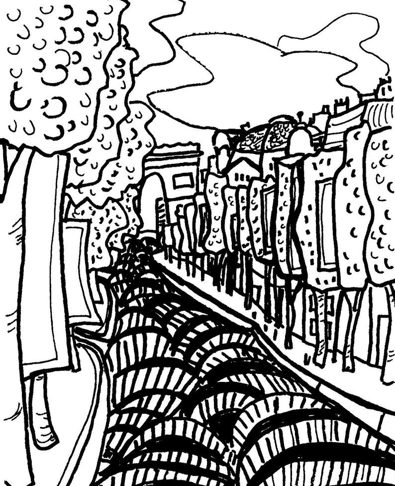 794x976 drawing of champs paris france etsy - Paris France Drawing