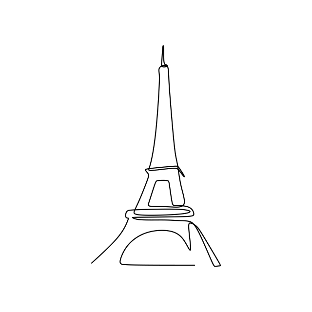 640x640 Eiffel Tower In Paris Continuous Line Drawing Vector Illustration - Paris France Drawing