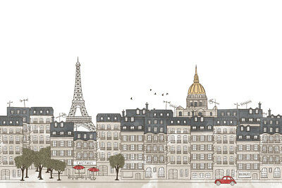 400x267 paris france eiffel tower skyline artistic drawing banner poster - Paris France Drawing