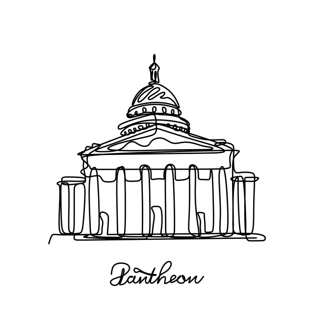 640x640 pantheon one line drawing vector illustration popular place - Paris France Drawing