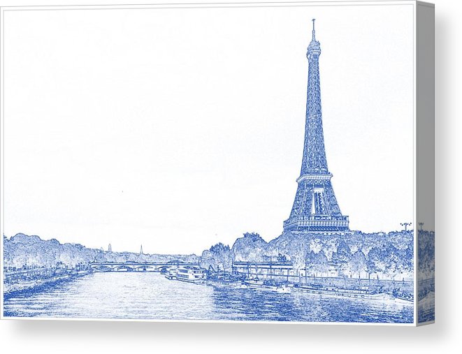 661x507 blueprint drawing of eiffel tower paris france canvas print - Paris France Drawing