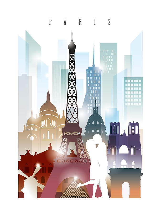 675x900 France Paris City Skyline Painting - Paris Skyline Drawing