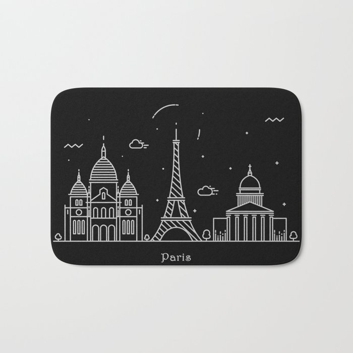 700x700 paris minimal nightscape skyline drawing bath mat - Paris Skyline Drawing
