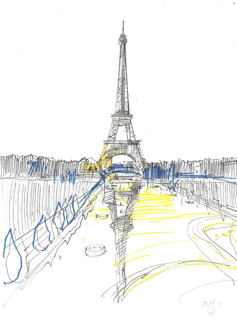794x1088 paris sketch eiffel tower paris skyline pen and ink marker etsy - Paris Skyline Drawing