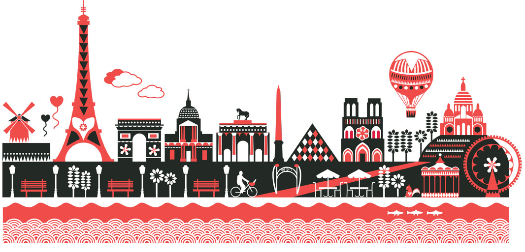 1066x513 Paris Skyline Kate Mclelland - Paris Skyline Drawing