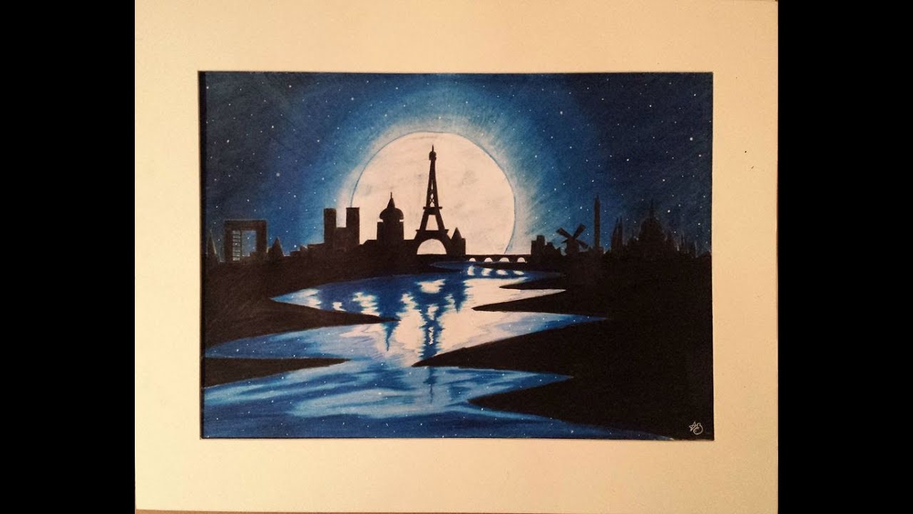 1280x720 Paris Skyline Silhouette Speed Drawing - Paris Skyline Drawing