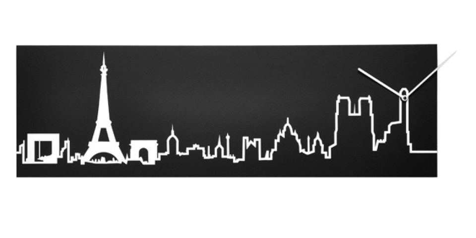 960x480 Progetti Paris Skyline Wall Clock The Longest Stay - Paris Skyline Drawing