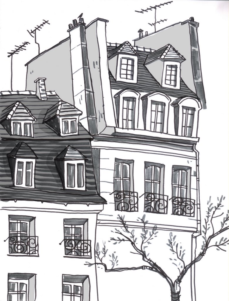 779x1024 Matt Jones Les Toits De Paris - Paris Street Drawing