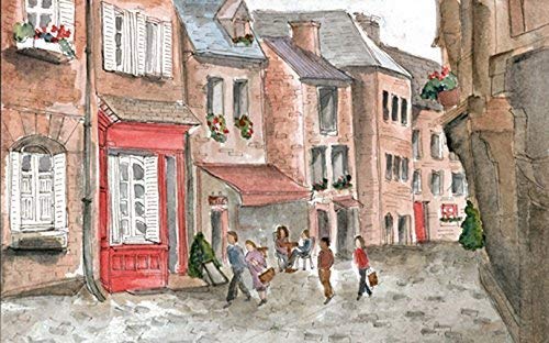 500x312 whimscial french art, french street scene art print - Paris Street Drawing
