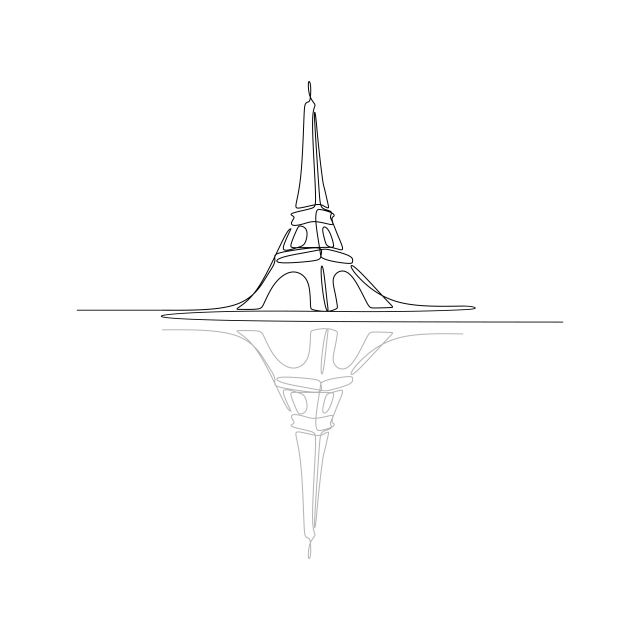 640x640 Eiffel Tower In Paris Continuous Single Line Drawing Vector - Paris Tower Drawing