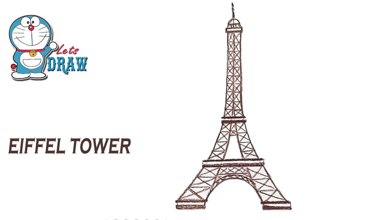 1280x720 How To Draw Eiffel Tower Step - Paris Tower Drawing