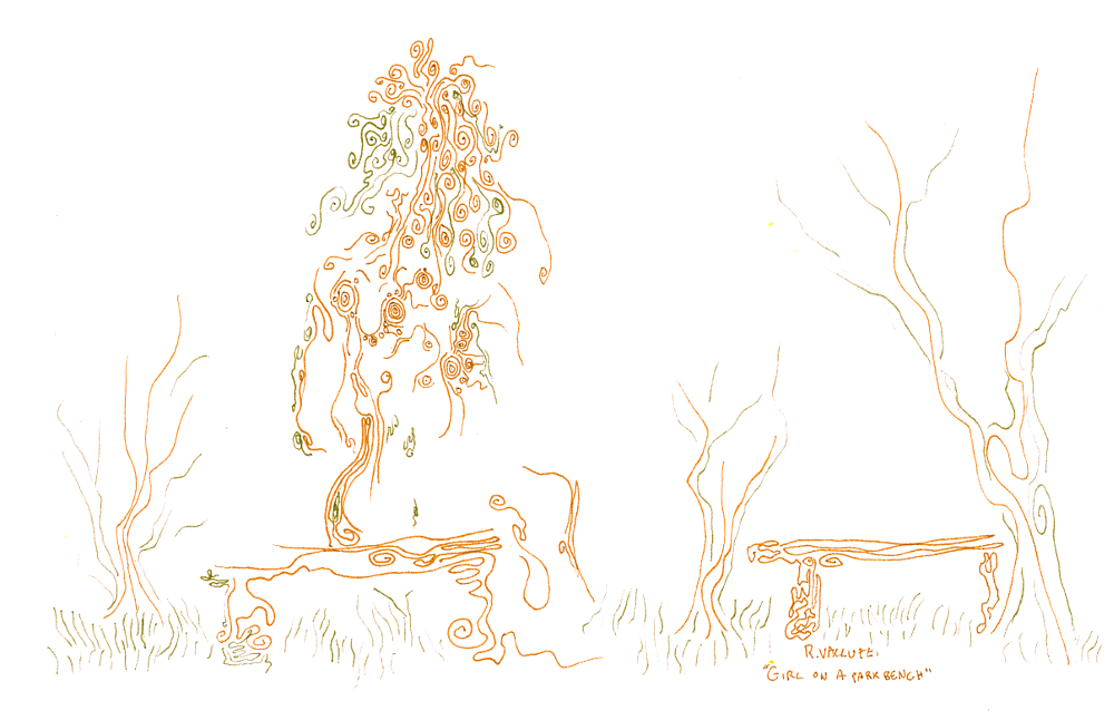 1000x646 Nerdly Painter Science Themed Art - Park Bench Drawing