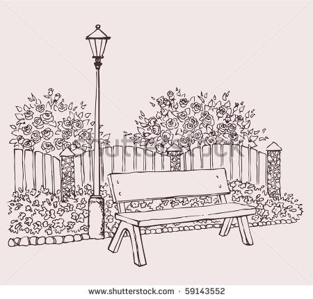 450x431 Park Bench Sketch - Park Bench Drawing