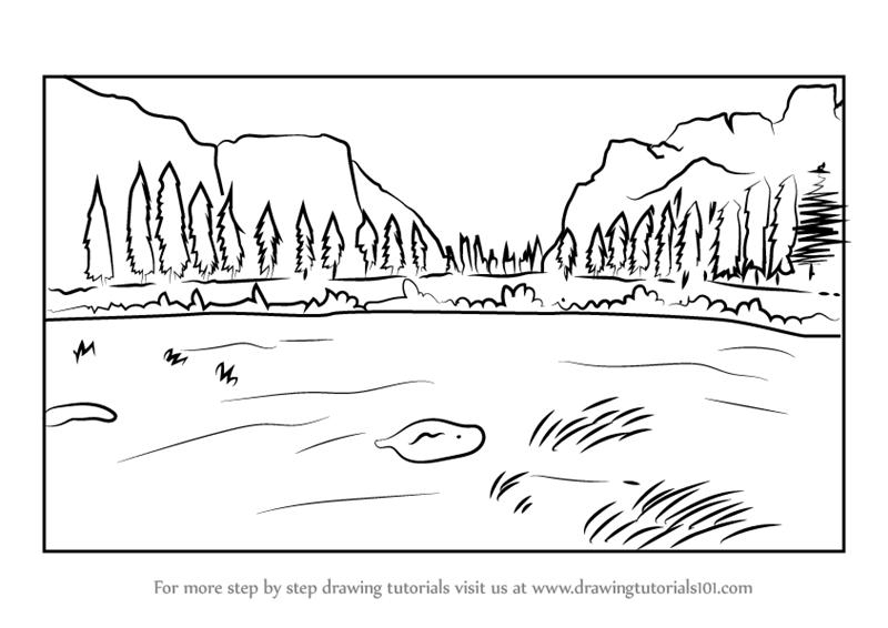 800x566 learn how to draw yosemite national park - Park Drawing
