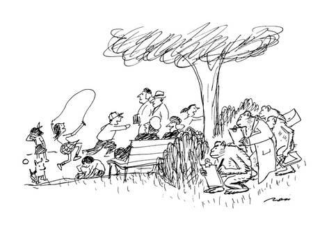 473x355 a group of monkeys are drawing the crowd of people in the park - Park Drawing