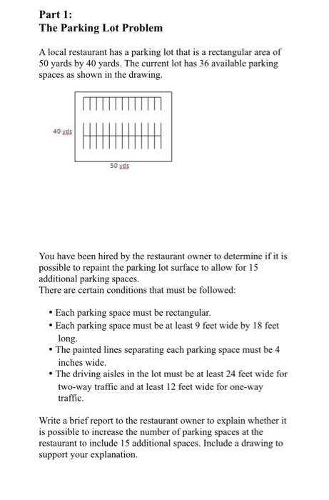 461x700 solved part the parking lot problem a local restaurant - Parking Space Drawing