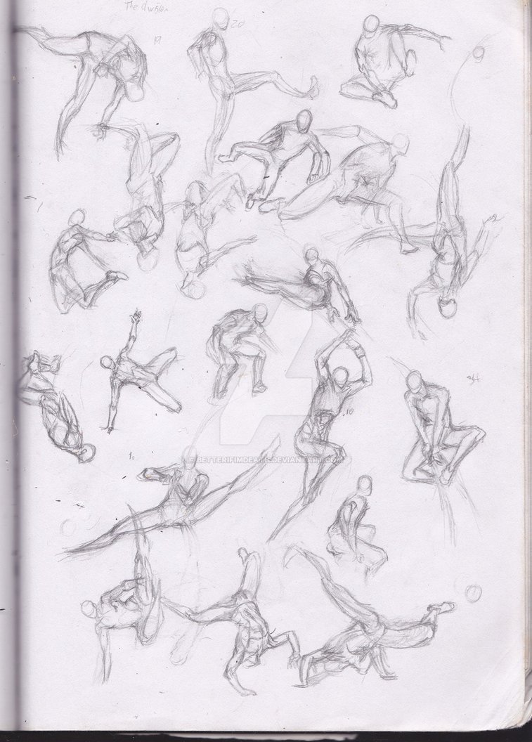 757x1056 sketches body studies more parkour - Parkour Drawing