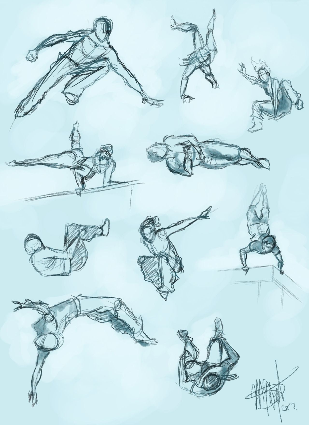1280x1760 Parkour Sketches - Parkour Drawing