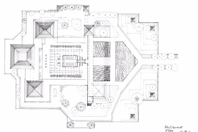631x420 new parliament drawing, first sketch for the main chamber archnet - Parliament Drawing