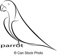 200x194 Parrot Line Drawing On Brown Background, Design For Deccorative - Parrot Line Drawing