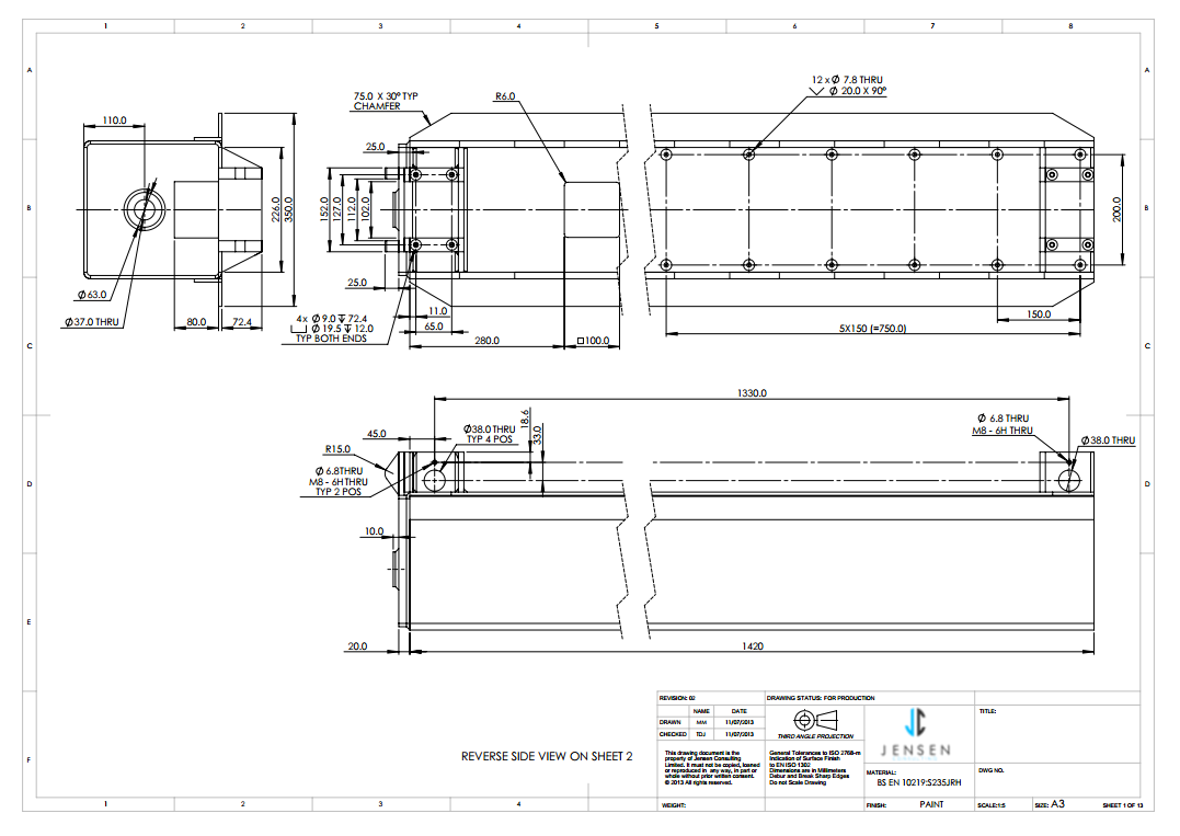 1077x763 manufacturing drawing service cad cad outsourcing company - Part Drawing