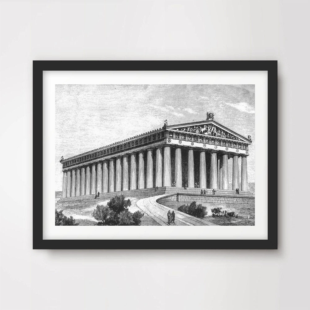 1000x1000 Parthenon Architectural Diagram Drawing Art Print Poster Greek - Parthenon Drawing