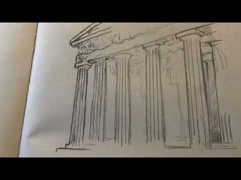 480x360 Pencil Drawing Of The Greek Temple Of Parthenon - Parthenon Drawing