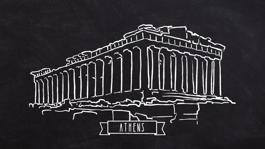 852x480 Athens Parthenon Temple Self Drawing Stock Footage Video - Parthenon Drawing