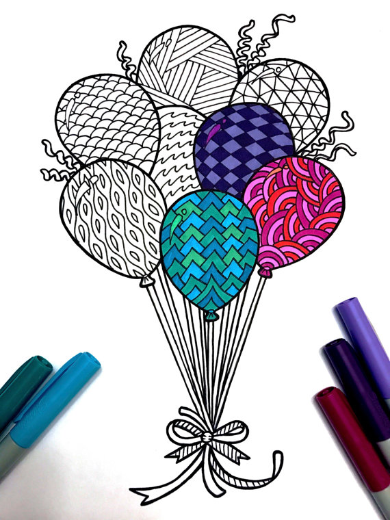 570x760 balloons - Party Balloons Drawing