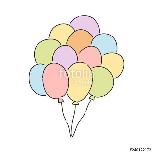 500x500 bunch of colorful helium balloons isolated on white background - Party Balloons Drawing