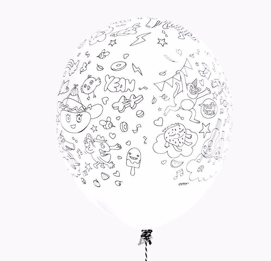 879x847 diy coloring party balloons dlk design life kids - Party Balloons Drawing
