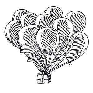 300x300 flying party balloons gift box drawing stock vectors - Party Balloons Drawing