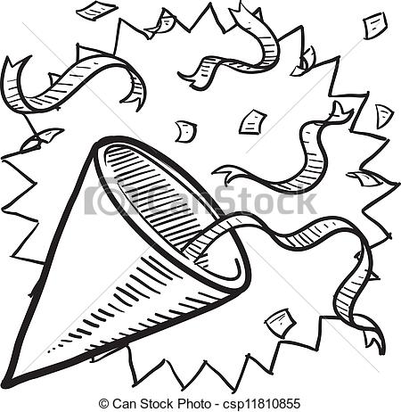 450x462 party hat and confetti sketch doodle style celebration or party - Party Drawing