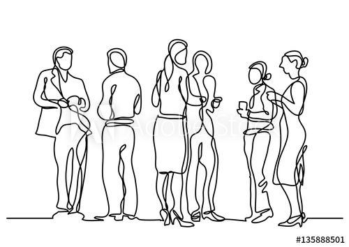 500x354 continuous line drawing of office party - Party Drawing