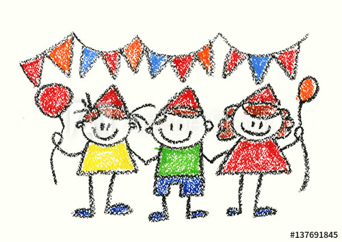 500x354 children party kids party or birthday celebration kids drawing - Party Drawing