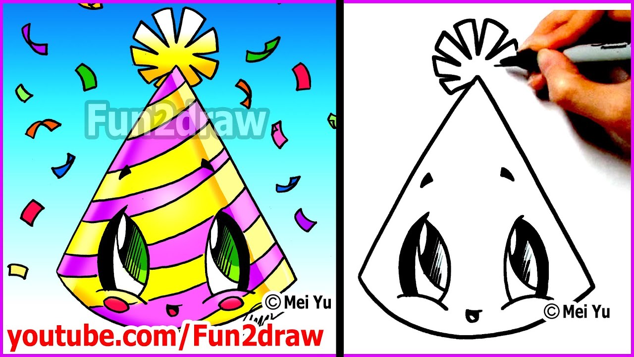 1280x720 Easy Things To Draw - Party Hat Drawing