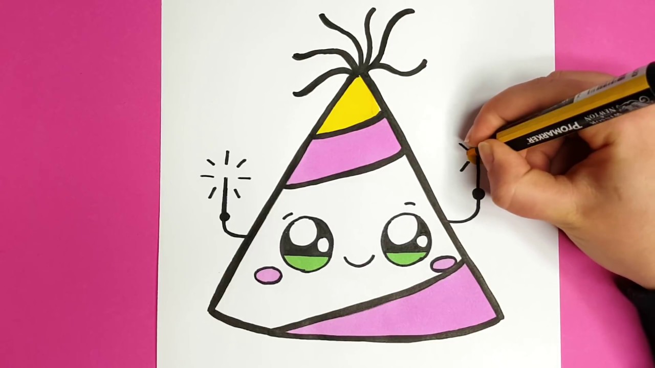 1280x720 how to draw a party hat easy and cute - Party Hat Drawing
