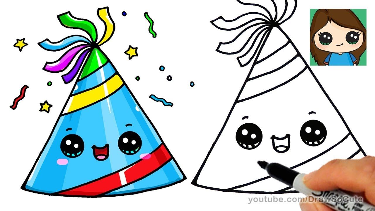 1280x720 how to draw a party hat easy and cute art in cute - Party Hat Drawing