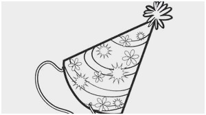 300x168 birthday hat coloring - Party Hat Drawing