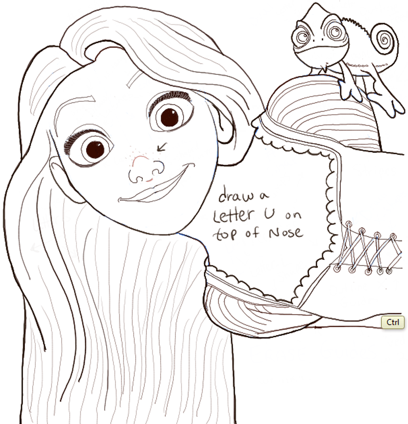800x832 how to draw rapunzel and pascal from tangled with easy step - Pascal Drawing