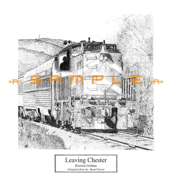 570x590 print of original hand drawn passenger train the green etsy - Passenger Train Drawing