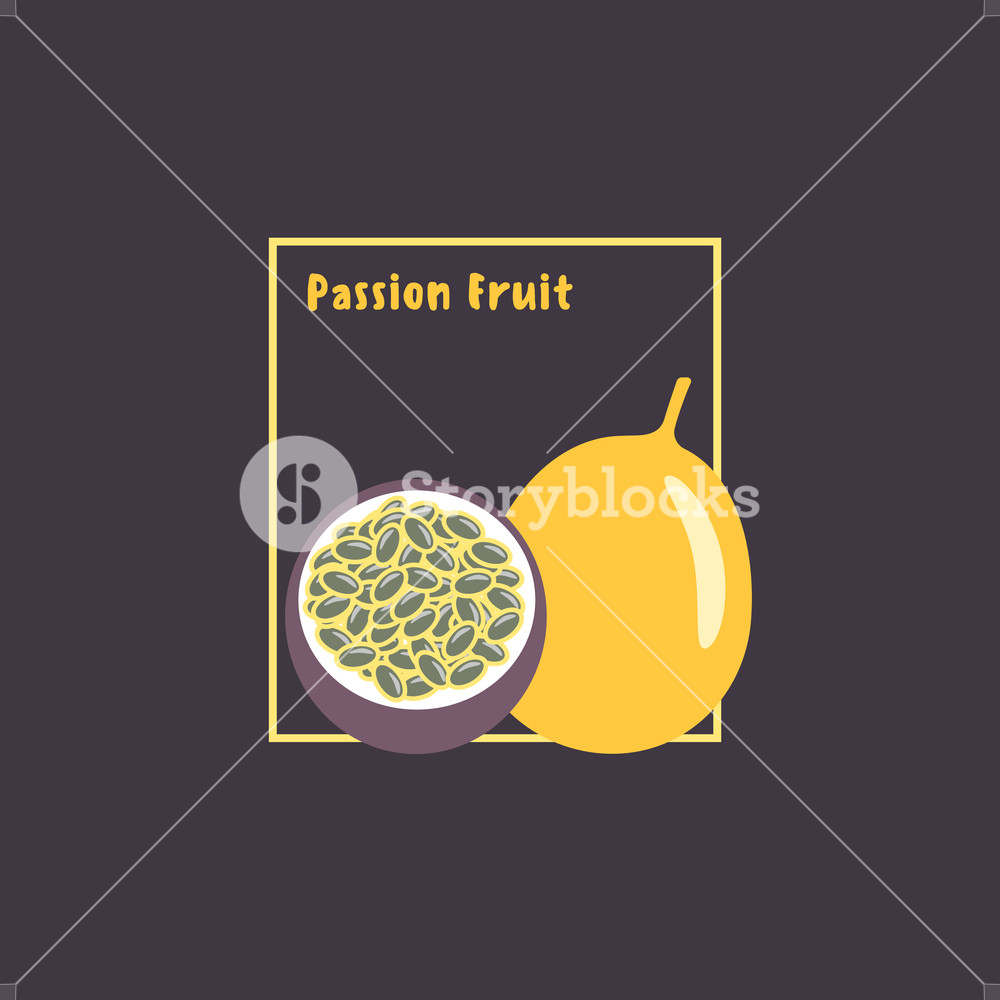 1000x1000 hand drawing exotic tropical passion fruit or maracuja with slice - Passion Fruit Drawing