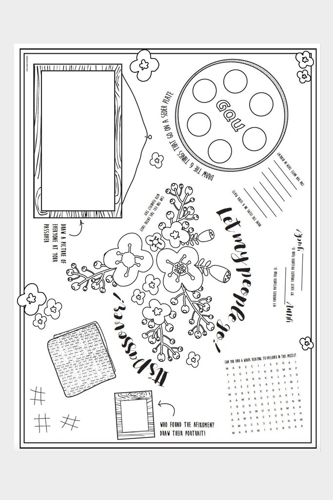 683x1024 passover activity table cover chai home the shop - Passover Drawing