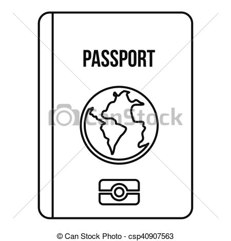 450x470 passport icon, outline style passport icon outline illustration - Passport Drawing