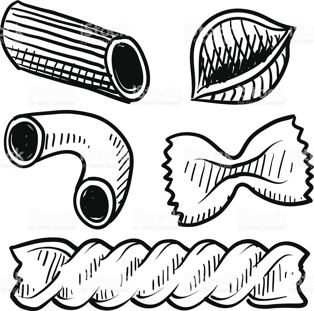 1024x1015 doodle style vector illustration of various pasta types used - Pasta Drawing