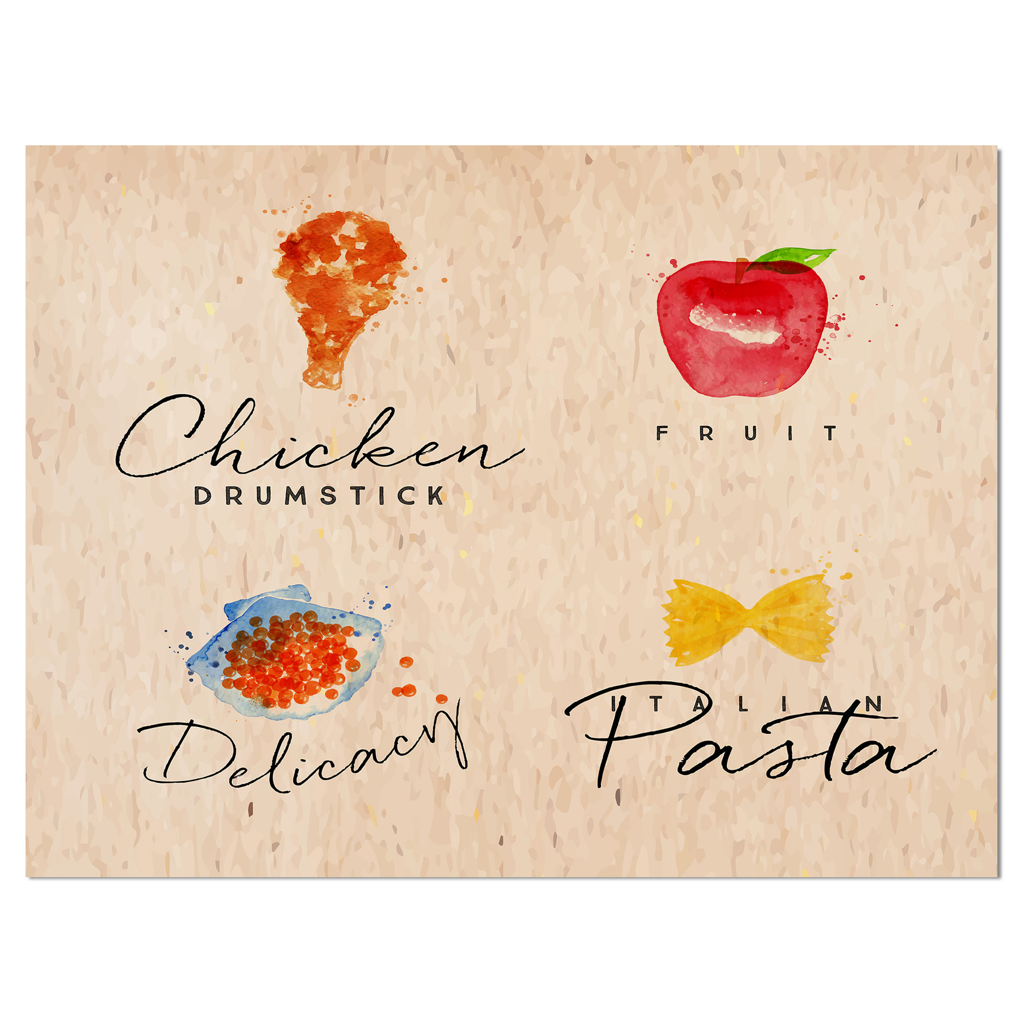 2000x2000 east urban home food 'chicken drumstick, fruit, delicacy, italian - Pasta Drawing