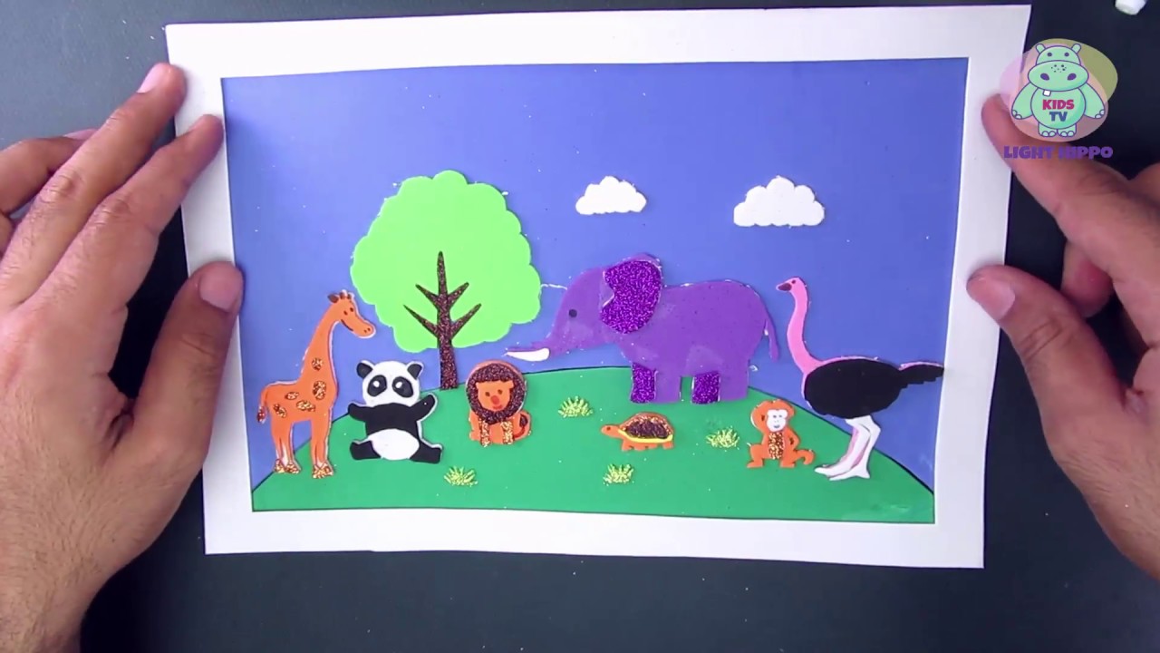 1280x720 wild animals zoo cut and paste for kids - Paste Drawing
